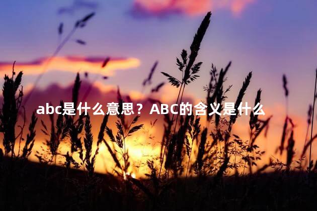 abc是什么意思？ABC的含义是什么？