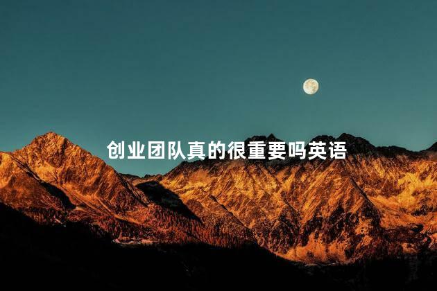 创业团队真的很重要吗英语